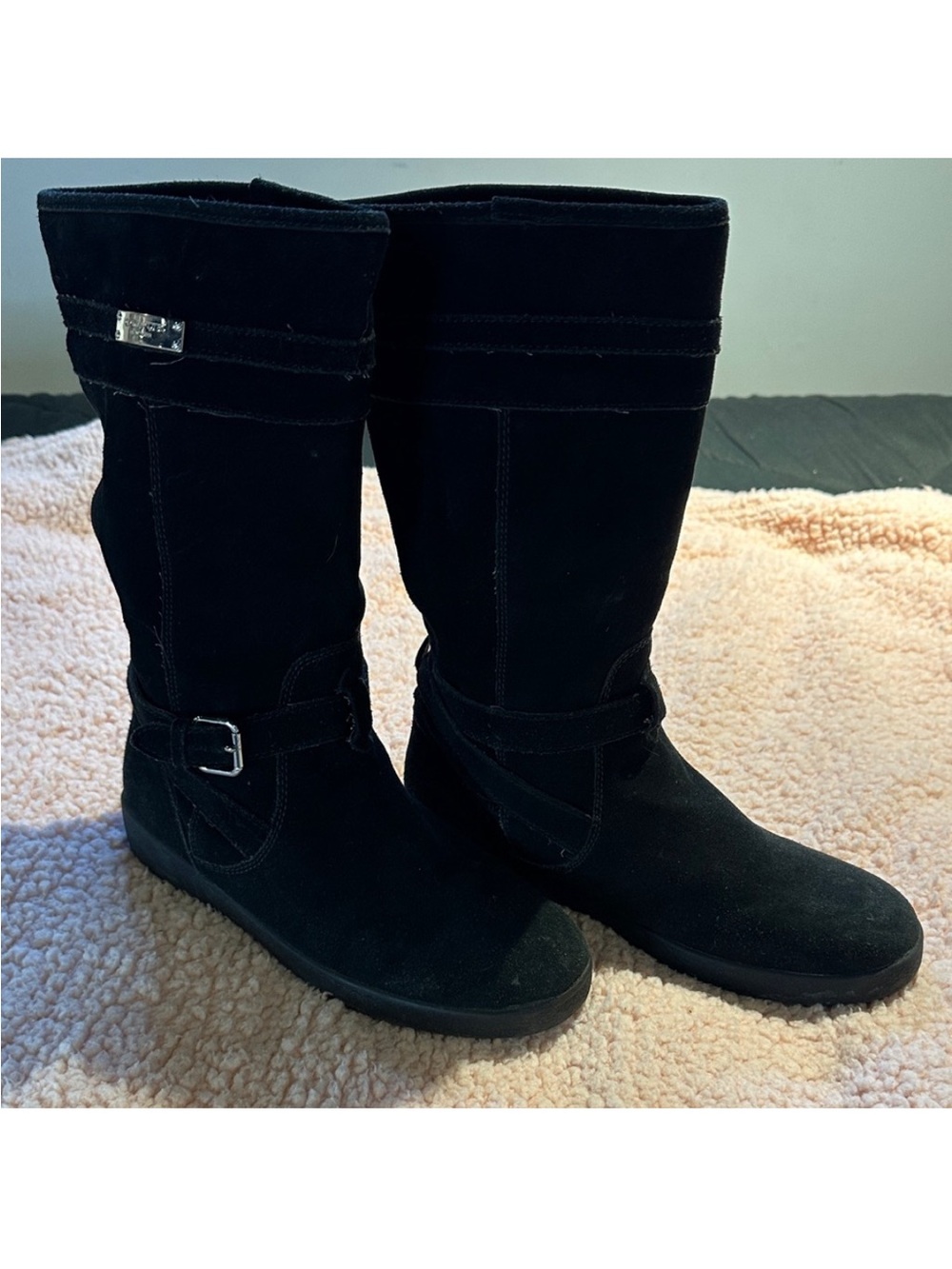 Coach Tallulah Black Suede Shearling Winter Boots